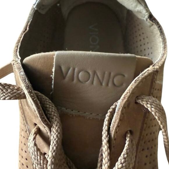 VIONIC tan walking shoe sneaker flat comfy non skid perforated women’s size 8 - Picture 4 of 7